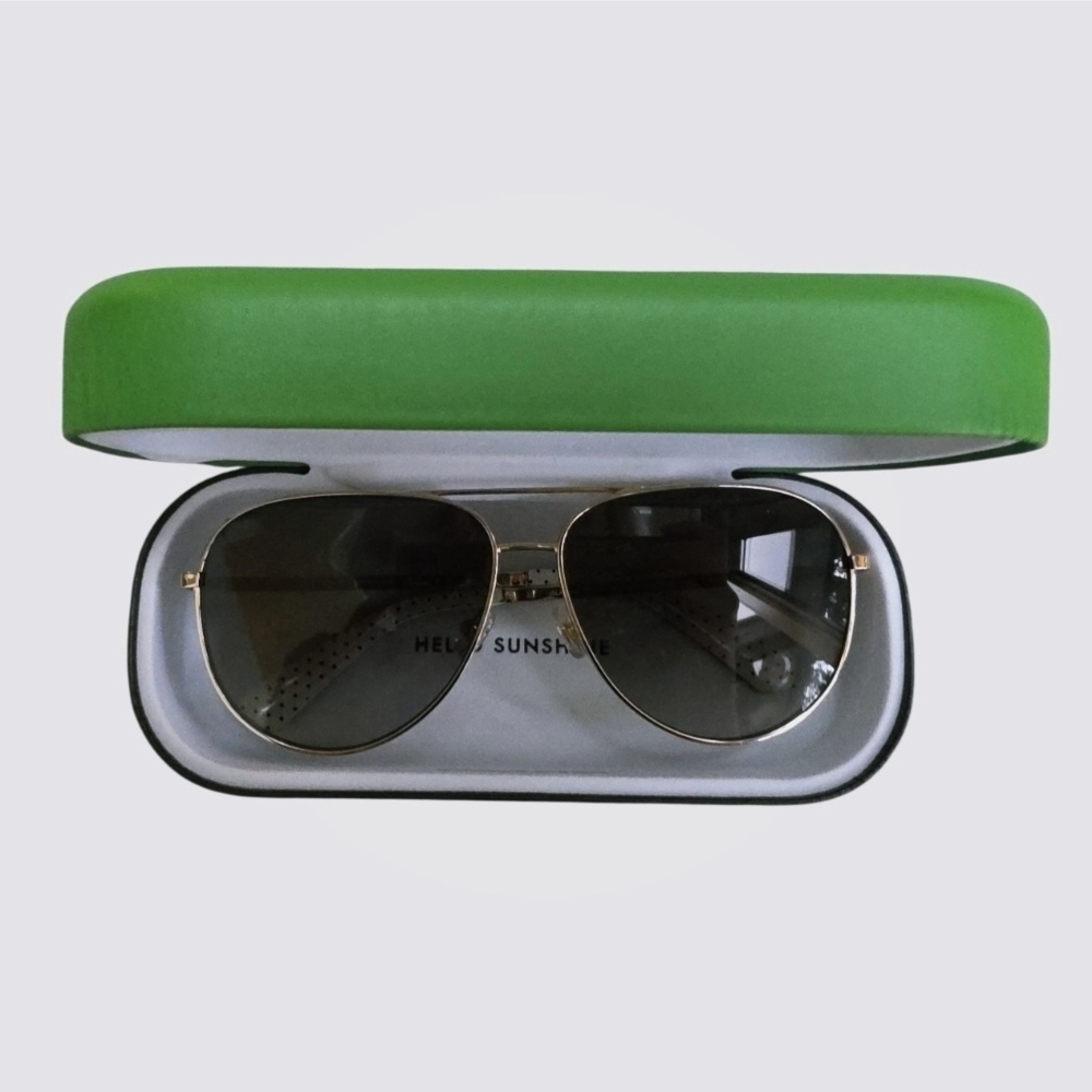 Kate Spade Isla 61mm Aviator Sunglasses, champagne gold frame, smoke lenses - Picture 3 of 10